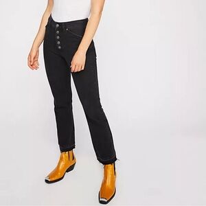 Free People Jeans Dylan High Rise Bootcut Raw Hem Exposed Button Fly Size 28